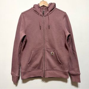 Carhartt• relaxed fit zip up hoodie size M8-10 in dusty rose
